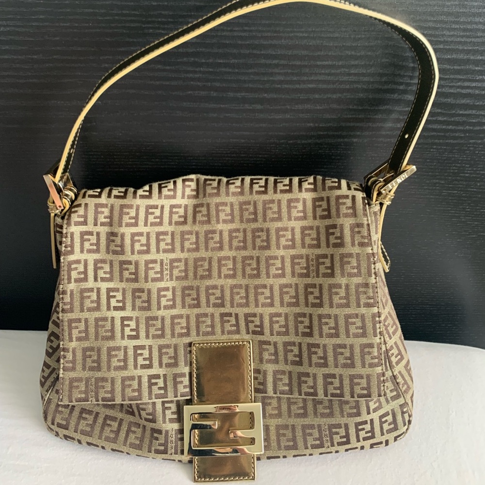 Vintage Fendi Zucca Mama Baguette Shoulder Bag